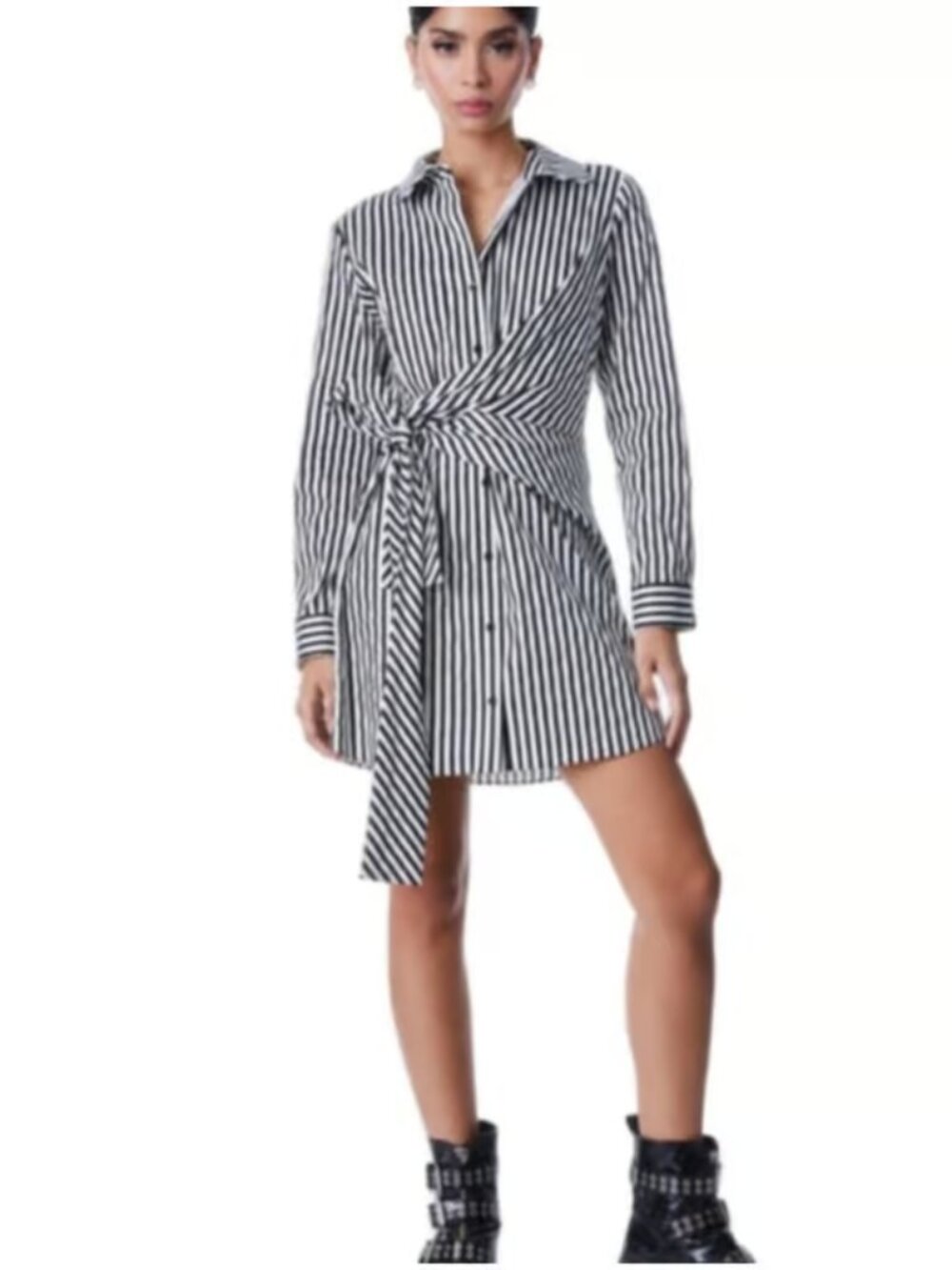 Alice + Olivia REINA DRAPED SHIRT DRESS
